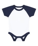 Larkwood Kurzarm Baseball Bodysuit mit Druckknöpfen, White/Heather Grey 0/3 Monate, LW502 – Bild 3