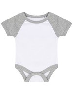 Larkwood Kurzarm Baseball Bodysuit mit Druckknöpfen, White/Heather Grey 0/3 Monate, LW502 – Bild 2