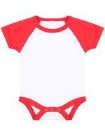 Larkwood Kurzarm Baseball Bodysuit mit Druckknöpfen, White/Heather Grey 0/3 Monate, LW502 – Bianco/Rosso