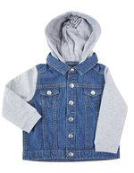 Larkwood Denimjacke mit Fleece-Kapuze und Ärmeln – Blue Denim