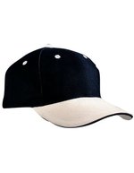 Myrtle beach 6-Panel Sandwich Cap mit Metallverschluss, Beige/Navy One Size, MB024 – Black/Beige/Black