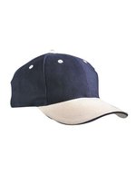 Myrtle beach 6-Panel Sandwich Cap mit Metallverschluss, Beige/Navy One Size, MB024 – Navy/Beige/Navy