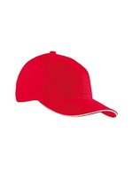 Myrtle beach 6-Panel Sandwich Cap mit Metallverschluss, Beige/Navy One Size, MB024 – Red/White
