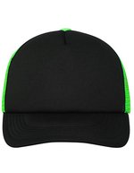 Myrtle beach 5-Panel Polyester Mesh Cap mit Klickverschluss, Black One Size, MB070 – Black/Neon Green