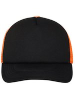 Myrtle beach 5-Panel Polyester Mesh Cap mit Klickverschluss, Black One Size, MB070 – Black/Neon Orange