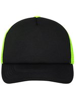 Myrtle beach 5-Panel Polyester Mesh Cap mit Klickverschluss, Black One Size, MB070 – Black/Neon Yellow