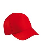 Myrtle beach 5-Panel Polyester Mesh Cap mit Klickverschluss, Black One Size, MB070 – Red