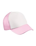 Myrtle beach 5-Panel Polyester Mesh Cap mit Klickverschluss, Black One Size, MB070 – White/Baby Pink