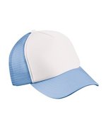 Myrtle beach 5-Panel Polyester Mesh Cap mit Klickverschluss, Black One Size, MB070 – White/Light Blue