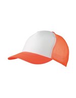 Myrtle beach 5-Panel Polyester Mesh Cap mit Klickverschluss, Black One Size, MB070 – White/Neon Orange