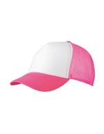 Myrtle beach 5-Panel Polyester Mesh Cap mit Klickverschluss, Black One Size, MB070 – White/Neon Pink