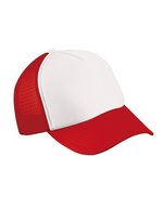 Myrtle beach 5-Panel Polyester Mesh Cap mit Klickverschluss, Black One Size, MB070 – White/Red
