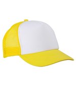 Myrtle beach 5-Panel Polyester Mesh Cap mit Klickverschluss, Black One Size, MB070 – White/Sun Yellow