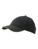 Myrtle beach 6-Panel Raver Sandwich Cap Baumwolle, Black/Beige One Size, MB6112 – Nero/Arancione