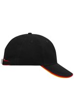 Myrtle beach 6-Panel Double Sandwich Cap Baumwolle, Black/Red One Size, MB6197 – Bild 4