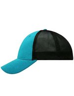 Myrtle beach 6-Panel Mesh Cap mit Belüftung, Black/Black L/XL (58/59 cm), MB6215 – Turquoise/Black
