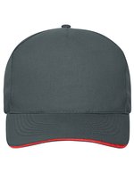 Myrtle beach 5-Panel Sandwich Cap aus Bio-Baumwolle, Black/White One Size, MB6238 – Graphite/Red