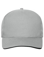 Myrtle beach 5-Panel Sandwich Cap aus Bio-Baumwolle, Black/White One Size, MB6238 – Light Grey/Black
