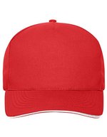 Myrtle beach 5-Panel Sandwich Cap aus Bio-Baumwolle, Black/White One Size, MB6238 – Red/White