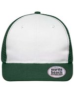 Myrtle beach 6-Panel-Mesh-Mütze mit flachem Schirm, Black/Black One Size, MB6240 – Blanc/Vert fonce
