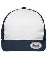 Myrtle beach 6-Panel-Mesh-Mütze mit flachem Schirm, Black/Black One Size, MB6240 – Blanc/Marine