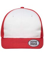 Myrtle beach 6-Panel-Mesh-Mütze mit flachem Schirm, Black/Black One Size, MB6240 – Blanc/Rouge
