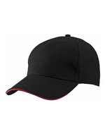 Myrtle Beach 5-Panel Cap mit Ziernähten, Beige/Navy One Size, MB6526 – Black/Red