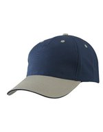 Myrtle Beach 5-Panel Cap mit Ziernähten, Beige/Navy One Size, MB6526 – Navy/Beige/Navy