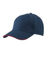 Myrtle Beach 5-Panel Cap mit Ziernähten, Beige/Navy One Size, MB6526 – Navy/Red