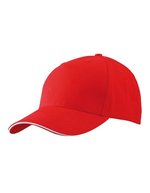 Myrtle Beach 5-Panel Cap mit Ziernähten, Beige/Navy One Size, MB6526 – Red/White
