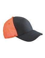 Myrtle beach 5 Panel Retro Mesh Cap mit Zierkordel, Black/Black One Size, MB6550 – Black/Neon Orange