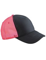 Myrtle beach 5 Panel Retro Mesh Cap mit Zierkordel, Black/Black One Size, MB6550 – Black/Neon Pink