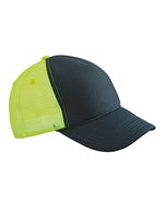 Myrtle beach 5 Panel Retro Mesh Cap mit Zierkordel, Black/Black One Size, MB6550 – Black/Neon Yellow