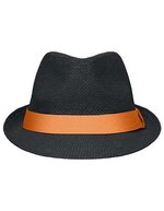 Myrtle Beach Sommerhut mit Hutband, Black/Light Grey L/XL (58 cm), MB6564 – Noir/Orange
