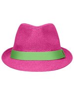 Myrtle Beach Sommerhut mit Hutband, Black/Light Grey L/XL (58 cm), MB6564 – Fuchsia/Lime Green