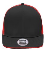 Myrtle Beach Pro Cap 6-Panel Mesh, Black/Charcoal One Size, MB6635 – Black/Red