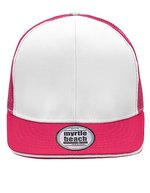 Myrtle Beach Pro Cap 6-Panel Mesh, Black/Charcoal One Size, MB6635 – White/Magenta