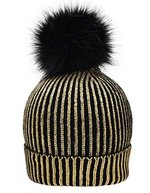 Myrtle beach Metallic Beanie mit Pompon für Damen, Bronze/Black One Size, MB7143 – Or/Noir