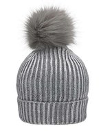 Myrtle beach Metallic Beanie mit Pompon für Damen, Bronze/Black One Size, MB7143 – Silver/Light Grey