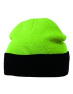 Myrtle beach Doppelt gestrickte Mütze mit Umschlag, Black/Grey One Size, MB7550 – Lime Green/Black