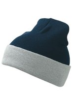 Myrtle beach Doppelt gestrickte Mütze mit Umschlag, Black/Grey One Size, MB7550 – Navy/Grey