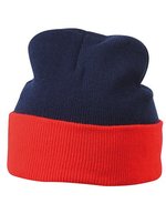 Myrtle beach Doppelt gestrickte Mütze mit Umschlag, Black/Grey One Size, MB7550 – Navy/Red