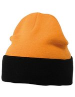 Myrtle beach Doppelt gestrickte Mütze mit Umschlag, Black/Grey One Size, MB7550 – Orange/Black