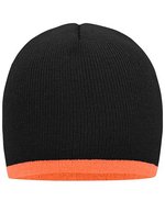 Myrtle beach Strickmütze mit kontrastierendem Saum, Black/Orange One Size, MB7584 – Bild 2