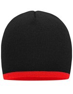 Myrtle beach Strickmütze mit kontrastierendem Saum, Black/Orange One Size, MB7584 – Black/Red