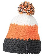 Myrtle beach Häkelmütze mit Bommel und Fleeceband – Carbon/Orange/White