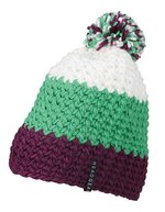 Myrtle beach Bonnet crocheté avec pompon et bande polaire, Yellow/Pacific One Size, MB7940 – Purple/Lime Green/White