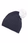Myrtle beach Hand-Crocheted Pompom Beanie with Fleece Band, Black/Turquoise One Size, MB7964 – image 5