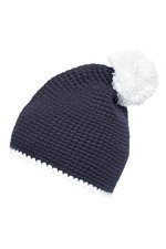 Myrtle beach Handgehäkelte Pomponmütze mit Fleeceband, Black/Light Grey One Size, MB7964 – Bild 5