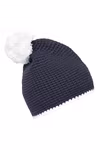 Myrtle beach Hand-Crocheted Pompom Beanie with Fleece Band, Black/Turquoise One Size, MB7964 – image 6